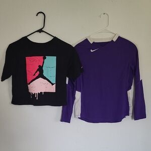 Jordan Black and Nike Purple Kids Tee Set (LL130)